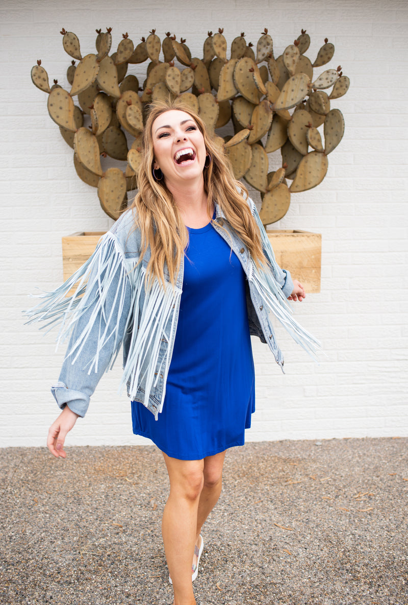 Denim Jacket with Full Fringe
