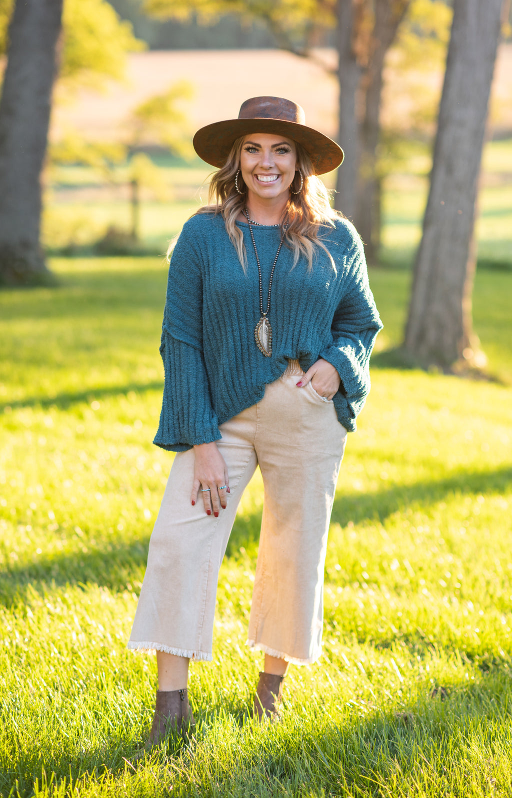 Camel Stone Wash Corduroy Wide Leg Pants