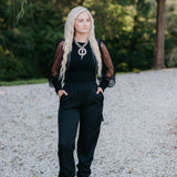 Black Cargo Jogger Pant with Elastic Waistband + Side Pockets