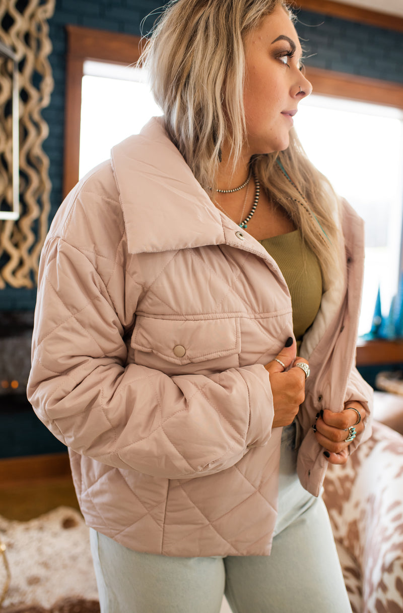 Misty Rose Quilted Padded Jacket