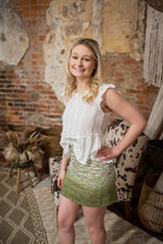 Peplum Ruffle S/S White Top