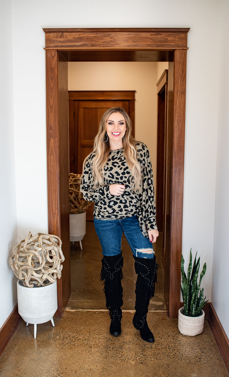 Black Suede Over the Knee Fringe Boot