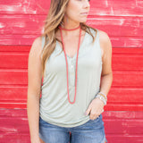Front Button Sage Tank