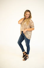 Mocha Dizty Print Lulex Blouse