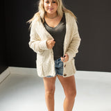 Beige Cozy + Fuzzy Button Front Sweater