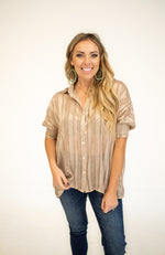 Mocha Dizty Print Lulex Blouse