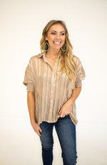Mocha Dizty Print Lulex Blouse
