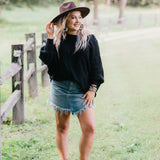 Black Scallop Dolman Sweater