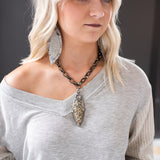Rhinestone Leather Earring