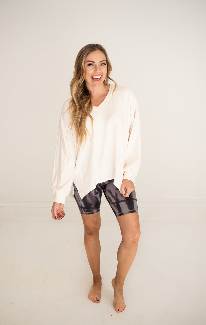 Grey & Black Tie Dye Biker Shorts