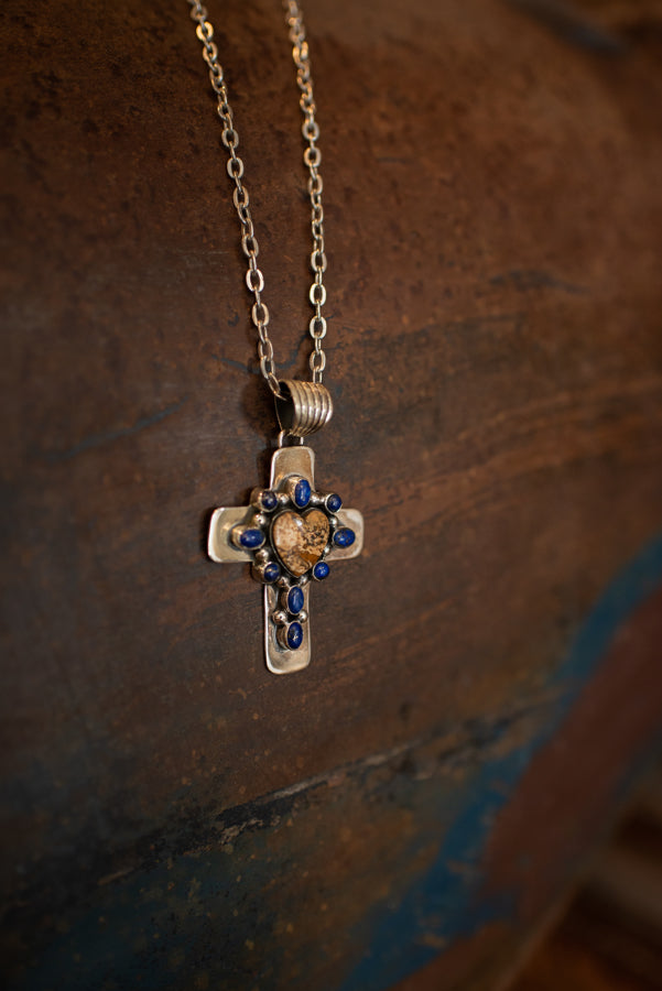 Blue Cross Sterling Necklace