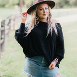 Black Scallop Dolman Sweater