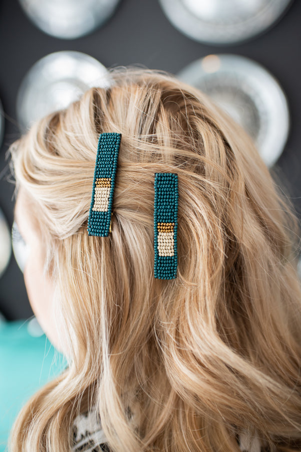 Peacock Beaded Hair Clip (Set of 2)