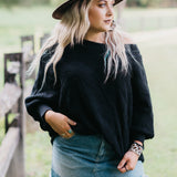 Black Scallop Dolman Sweater
