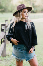Black Scallop Dolman Sweater