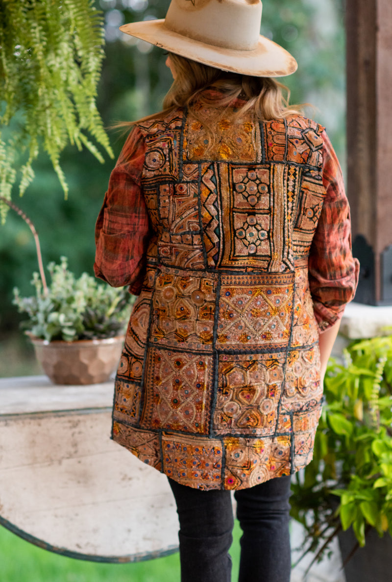 Orange Custom Hand Patchwork Flannel
