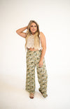 Leaf Print Palazzo Pants