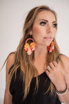 Orange & Coral Toned Beaded Tassel Earring