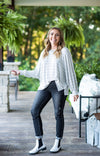 Oatmeal + Grey Thin Stripe Dolman Pullover