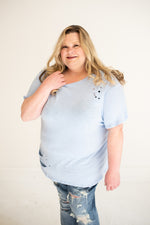 Blue Distressed Comfy Tee