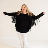 Cropped Fringe Suede Jacket