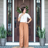 Camel Light Satin Wide Leg Pants