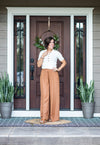 Camel Light Satin Wide Leg Pants
