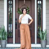 Camel Light Satin Wide Leg Pants