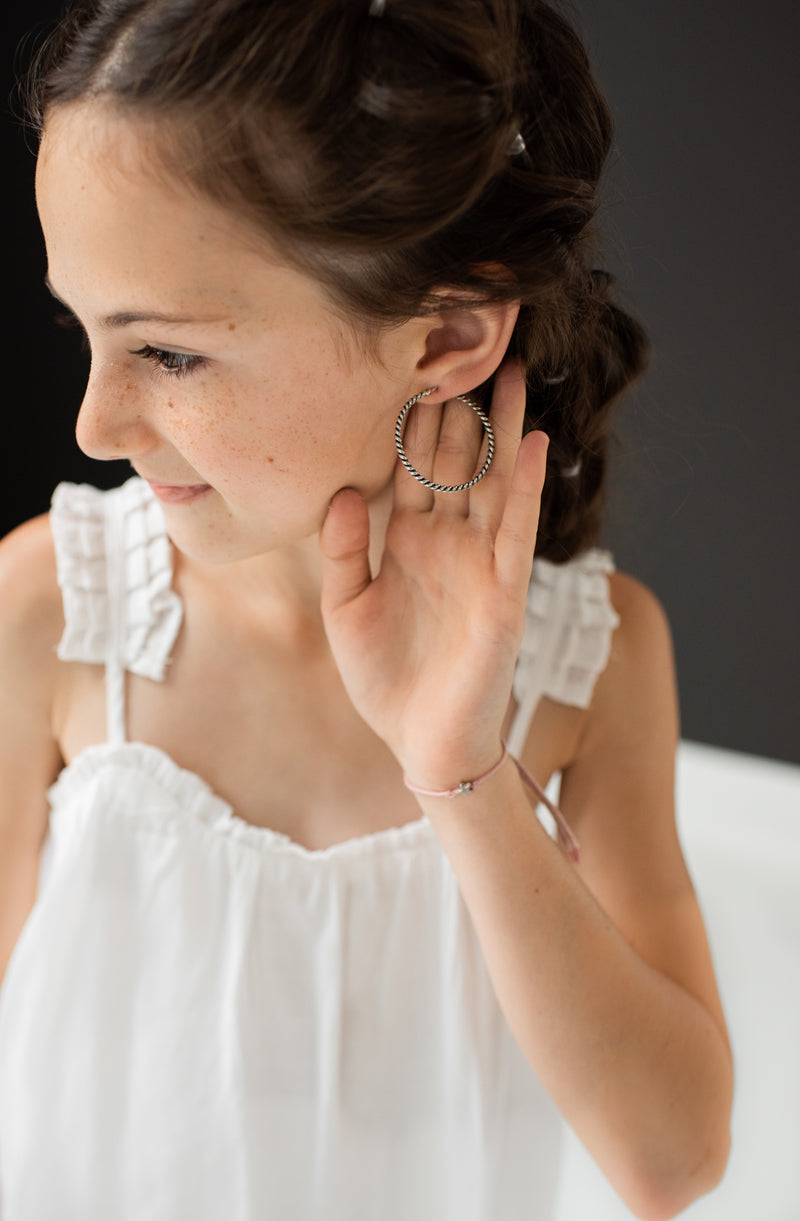 Medium Cable Hoop Earring