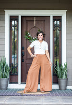 Camel Light Satin Wide Leg Pants