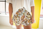Tie Dye Leopard Satin Shorts