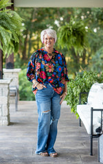 Dark High Rise Ripped Wide Leg Denim