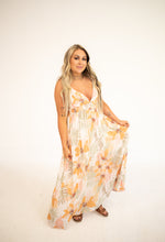 Peach Combo Tropical Floral Print Maxi