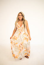 Peach Combo Tropical Floral Print Maxi