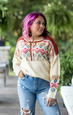 Cream Aztec Sweater with Buttons
