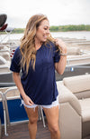 Distressed Front Pocket Tee