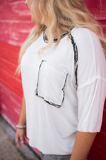 Off White Front Pocket Top w/ Zebra Detail