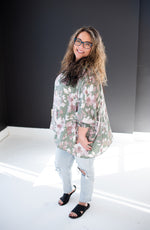 Sage + Mauve Floral Printed Blouse
