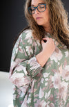 Sage + Mauve Floral Printed Blouse