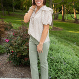 Ivory Multi Ditsy Print Floral S/S Blouse