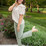 Ivory Multi Ditsy Print Floral S/S Blouse