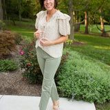 Ivory Multi Ditsy Print Floral S/S Blouse