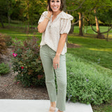 Ivory Multi Ditsy Print Floral S/S Blouse