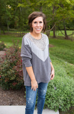 Animal Print Colorblock L/S Top