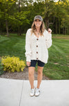 Cream Oversized Super Soft Button Sweater Hoodie