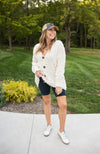 Cream Oversized Super Soft Button Sweater Hoodie