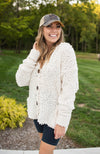 Cream Oversized Super Soft Button Sweater Hoodie