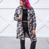 Grey Camo Long Corduroy Shacket