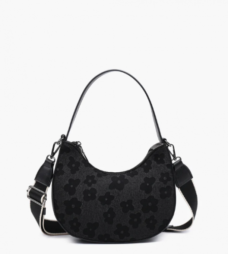 Black Donnatella Flower Satchel